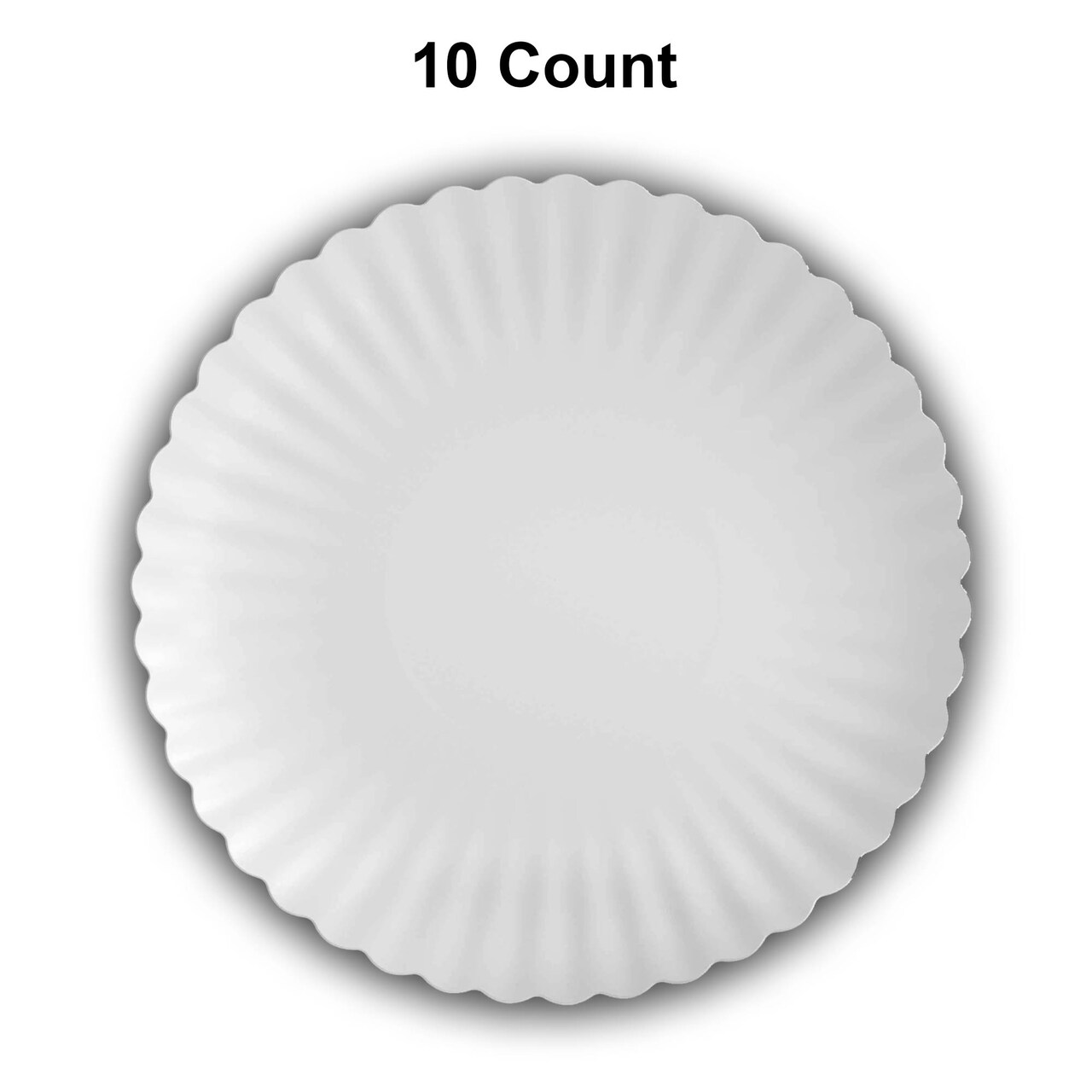 10 Count Scalloped Snow White Paper Plates for Elegant Party and Event Dining 10.5 Inch